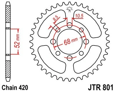 Řetězová rozeta JT JTR 801-49 49 zubů, 420 JTR801.49 727.801-49