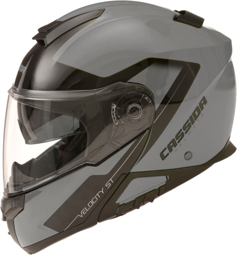 Výklopná helma na motorku Cassida Velocity ST - stříbrná titanium/černá - M140-259-S