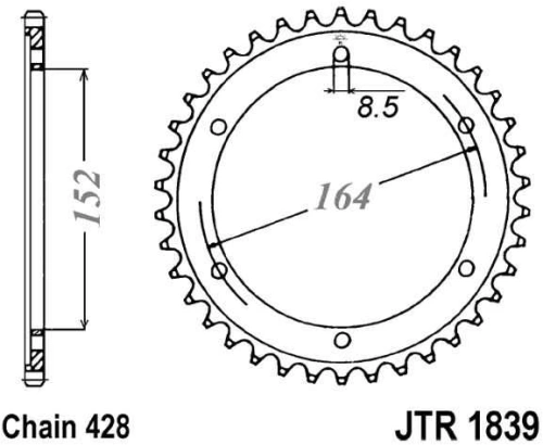 Řetězová rozeta JT JTR 1839-55 55 zubů, 428 JTR1839.55 727.46.99