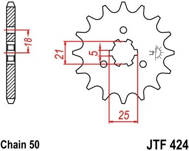 Řetězové kolečko JT JTF 424-15 15 zubů, 530 JTF424.15 726.23.71