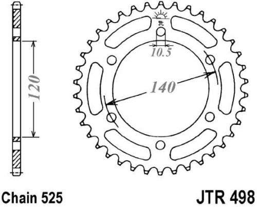 Řetězová rozeta JT JTR 498-45 45 zubů, 525 JTR498.45 727.59.10