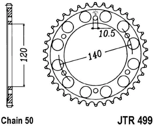 Řetězová rozeta JT JTR 499-46 46 zubů, 530 JTR499.46 727.38.99