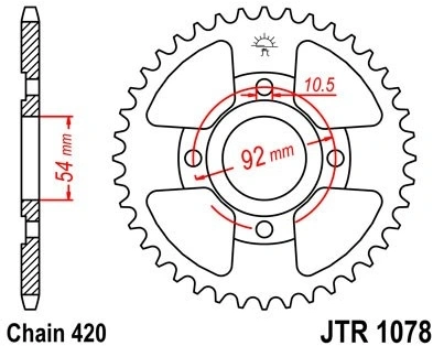 Řetězová rozeta JT JTR 1078-47 47 zubů, 420 JTR1078.47 727.1078-47
