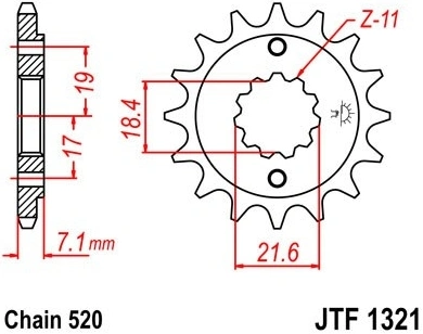 Řetězové kolečko JT JTF 1321-12 12 zubů, 520 JTF1321.12 726.1321-12