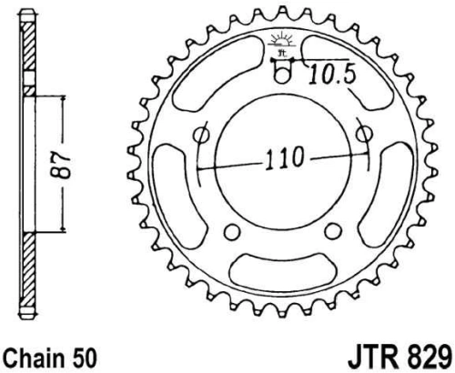Řetězová rozeta JT JTR 829-43 43 zubů, 530 JTR829.43 727.48.14