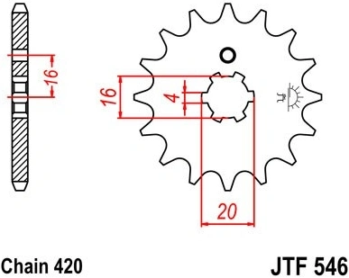 Řetězové kolečko JT JTF 546-16 16 zubů, 420 JTF546.16 726.546-16
