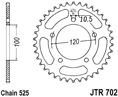 Řetězová rozeta JT JTR 702-42 42 zubů, 525 JTR702.42 727.61.16