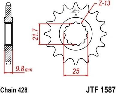 Řetězové kolečko JT JTF 1587-19 19 zubů, 428 JTF1587.19 726.42.86