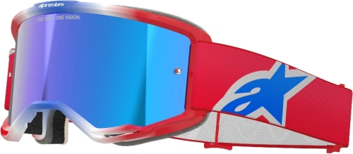 Brýle VISION 5 CORP, ALPINESTARS (červená/bílá/modrá, zrcadlové modré plexi) 2025