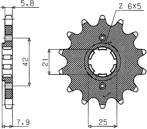 Řetězové kolečko pro sekundární řetězy typu 520, SUNSTAR (15 zubů) M291-3011-15