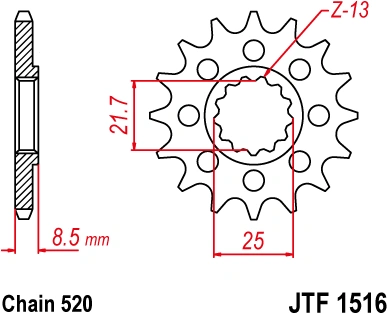 Řetězové kolečko JT JTF 1516-15 15 zubů, 520 JTF1516.15 726.1516.15