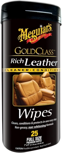MEGUIARS Gold Class Rich Leather Cleaner Wipes - ubrousky k vyčištění a ošetření kůže 25 ks