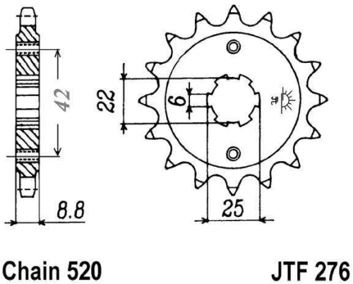 Řetězové kolečko JT JTF 276-16 16 zubů, 520 JTF276.16 726.24.96