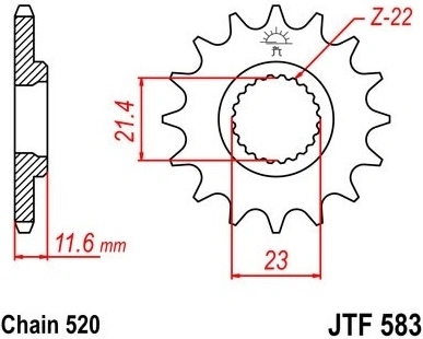 Řetězové kolečko JT JTF 583-14 14 zubů, 520 JTF583.14 726.583-14