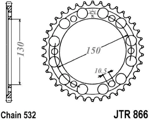 Řetězová rozeta JT JTR 866-38 38 zubů, 532 JTR866.38 727.51.83