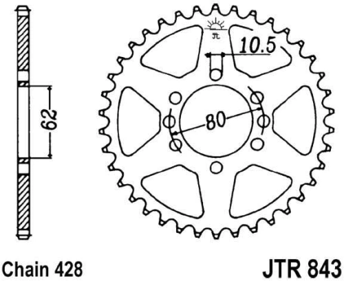 Řetězová rozeta JT JTR 843-49 49 zubů, 428 JTR843.49 727.42.77