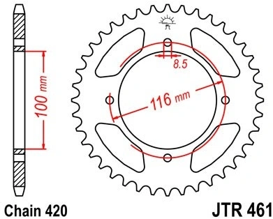 Řetězová rozeta JT JTR 461-49 49 zubů, 420 JTR461.49 727.05.49