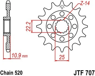 Řetězové kolečko JT JTF 707-15 15 zubů, 520 JTF707.15 726.09.61