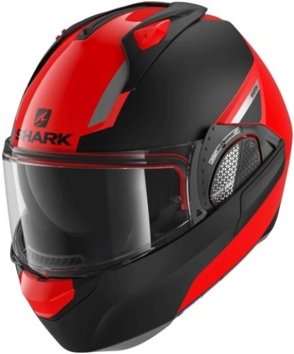 Výklopná helma na motorku SHARK EVO GT Sean - černá mat/červená OKS