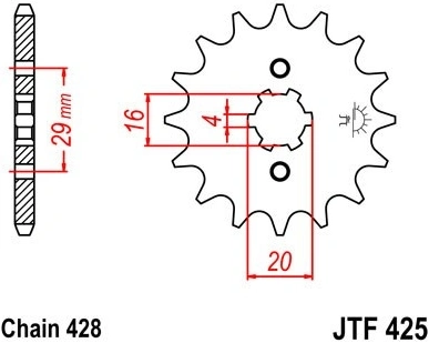 Řetězové kolečko JT JTF 425-12 12 zubů, 428 JTF425.12 726.425-12
