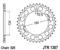 Řetězová rozeta JT JTR 1307-42 42 zubů, 525 JTR1307.42 727.02.59