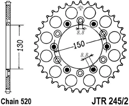 Řetězová rozeta JT JTR 245/2-48 48 zubů, 520 JTR245/2.48 727.33.03