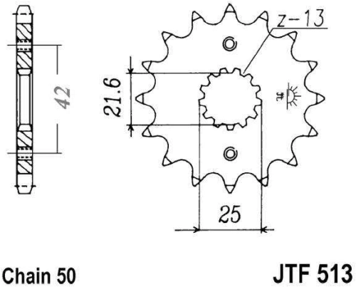 Řetězové kolečko JT JTF 513-16RB 16 zubů, 530 pogumované JTF513.16RB 726.25.04