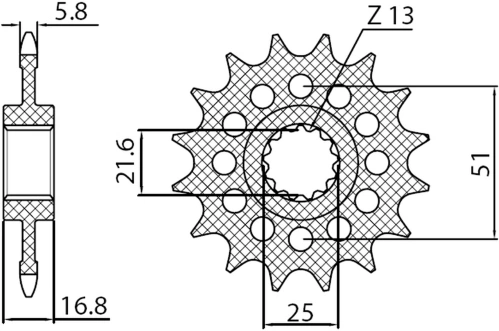Řetězové kolečko pro sekundární řetězy typu 520, SUNSTAR (16 zubů) M291-3079-16
