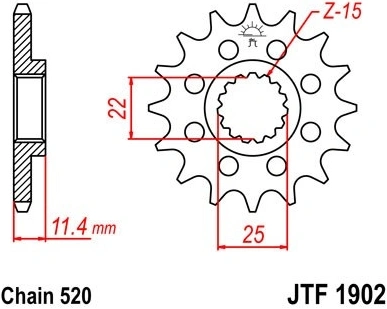 Řetězové kolečko JT JTF 1902-12 12 zubů, 520 JTF1902.12 726.1902-12