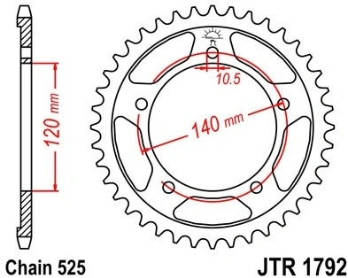 Řetězová rozeta JT JTR 1792-48 48 zubů, 525 JTR1792.48 727.16.46