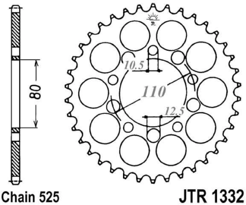 Řetězová rozeta JT JTR 1332-46 46 zubů, 525 JTR1332.46 727.35.84
