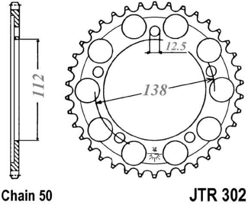 Řetězová rozeta JT JTR 302-44 44 zubů, 530 JTR302.44 727.58.94