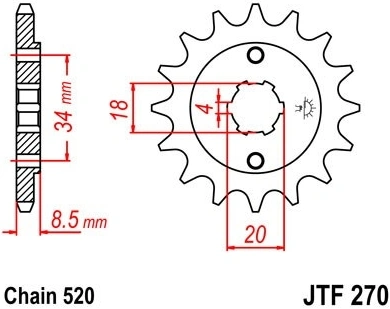 Řetězové kolečko JT JTF 270-12 12 zubů, 520 JTF270.12 726.JTF270-12