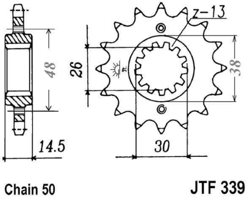 Řetězové kolečko JT JTF 339-18RB 18 zubů, 530 pogumované JTF339.18RB 726.24.05