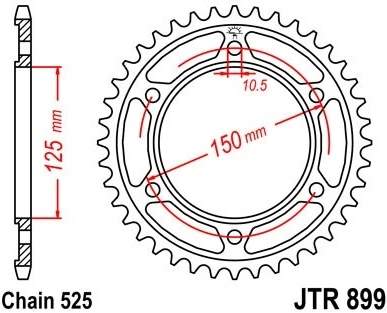 Řetězová rozeta JT JTR 899-45 45 zubů, 525 JTR899.45 727.44.42