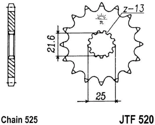 Řetězové kolečko JT JTF 520-15RB 15 zubů, 525 pogumované JTF520.15RB 726.16.70
