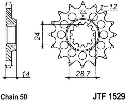 Řetězové kolečko JT JTF 1529-17RB 17 zubů, 530 pogumované JTF1529.17RB 726.03.83