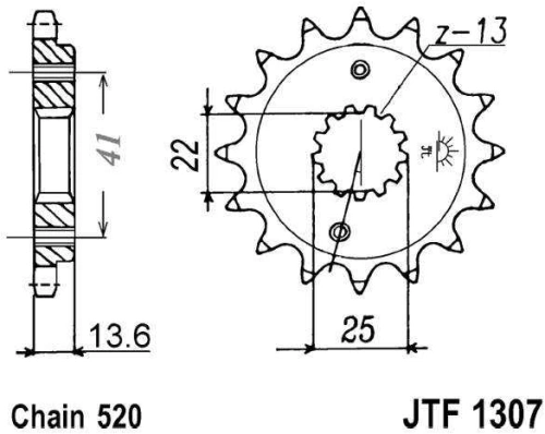 Řetězové kolečko JT JTF 1307-14 14 zubů, 520 JTF1307.14 726.34.60