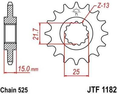 Řetězové kolečko JT JTF 1182-15 15 zubů, 525 JTF1182.15 726.12.74