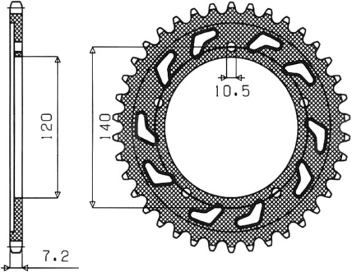 Ocelová rozeta pro sekundární řetězy typu 525, SUNSTAR (41 zubů) M271-4016-41