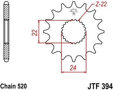 Řetězové kolečko JT JTF 394-13 13 zubů, 520 JTF394.13 726.13.32