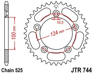 Řetězová rozeta JT JTR 744-36 36 zubů, 525 JTR744.36 727.03.66