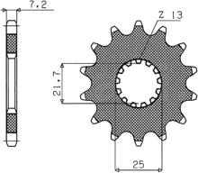 Řetězové kolečko pro sekundární řetězy typu 525, SUNSTAR (16 zubů) M291-2003-16