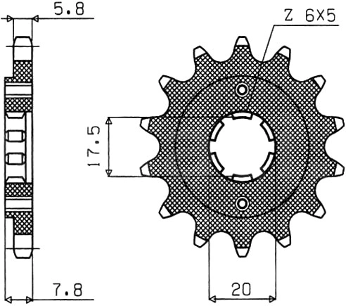 Řetězové kolečko pro sekundární řetězy typu 520, SUNSTAR (14 zubů) M291-3057-14