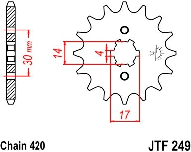 Řetězové kolečko JT JTF 249-16 16 zubů, 420 JTF249.16 726.249-16
