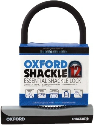 Zámek U profil Shackle 12, OXFORD (šedý/černý, 245 x 190 mm, průměr čepu 12 mm)