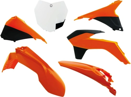 Sada plastů KTM, RTECH (oranžová-bílá, 6 dílů) M400-391