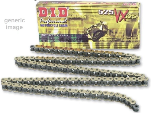VX série X-Kroužkový řetěz D.I.D Chain 525VX3 1920 článků Zlatá/Černá 74951 1030261920