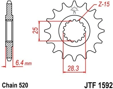 Řetězové kolečko JT JTF 1592-15 15 zubů, 520 JTF1592.15 726.80.06