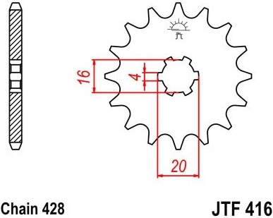 Řetězové kolečko JT JTF 416-14 14 zubů, 428 JTF416.14 726.416-14